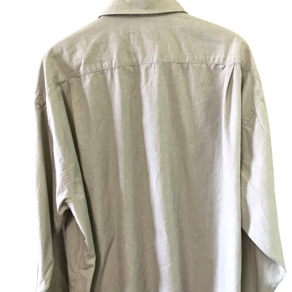 Joseph & Feiss Button-Down Collar Shirt: Long Sleeves Tan, Men's Size 18.5 Neck - Picture 6 of 7